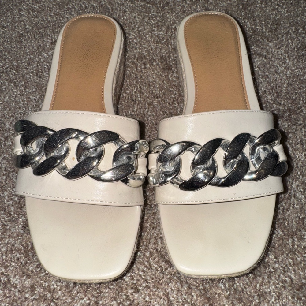 Cream and Silver Platform Shoes with Braided Detail